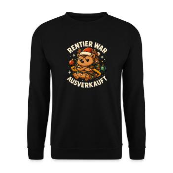 Weihnachten Spruch Humor Igel Lustig Rentier - Unisex Pullover - Schwarz - Vorne - Alina (178cm) & Michal (187cm)