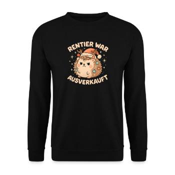 Weihnachten Spruch Humor Igel Lustig Rentier - Unisex Pullover - Schwarz - Vorne - Alina (178cm) & Michal (187cm)