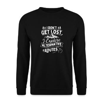 Je ne me perds pas, j’explore des itinéraires alternatifs - Sweat-shirt Unisexe - noir - Devant - Alina (178cm) & Michal (187cm)