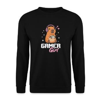 Capybara Gamer Girl Gaming Girl Jeux vidéo - Sweat-shirt Unisexe - noir - Devant - Alina (178cm) & Michal (187cm)