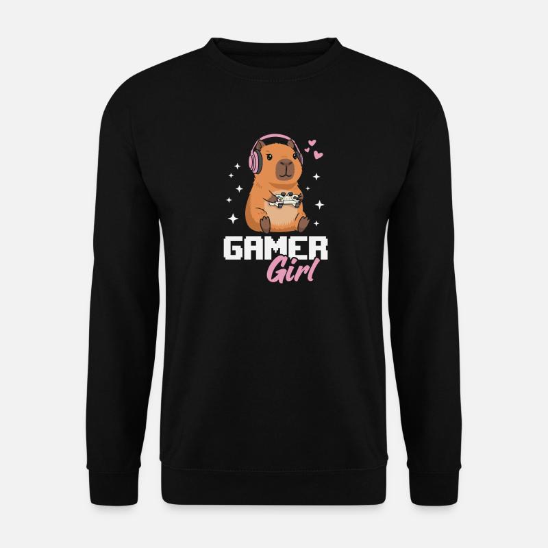 Capybara Gamer Girl Gaming Mädchen Videospiele - Unisex Pullover - Schwarz