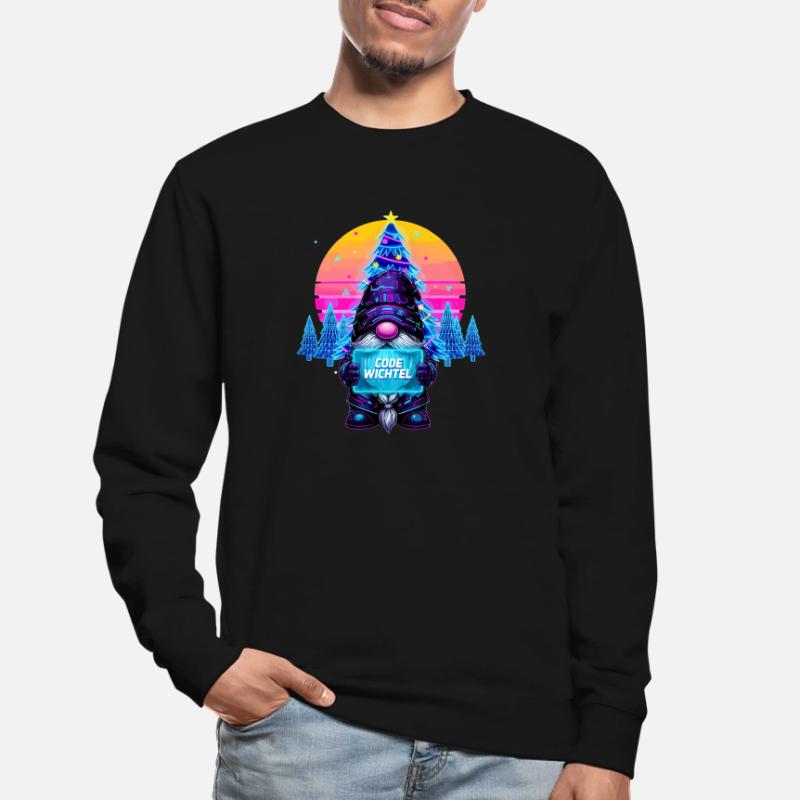 Cyberpunk Code Gnome - Synthwave Noël Nerd Sweat-shirt Unisexe