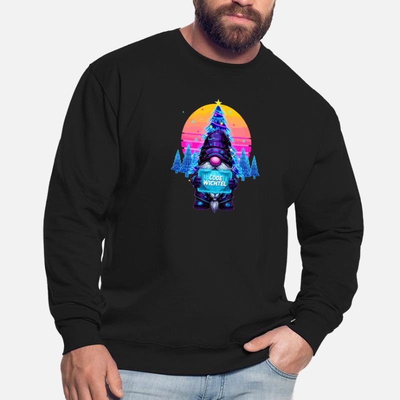 Cyberpunk Code Gnome - Synthwave Noël Nerd Sweat-shirt Unisexe