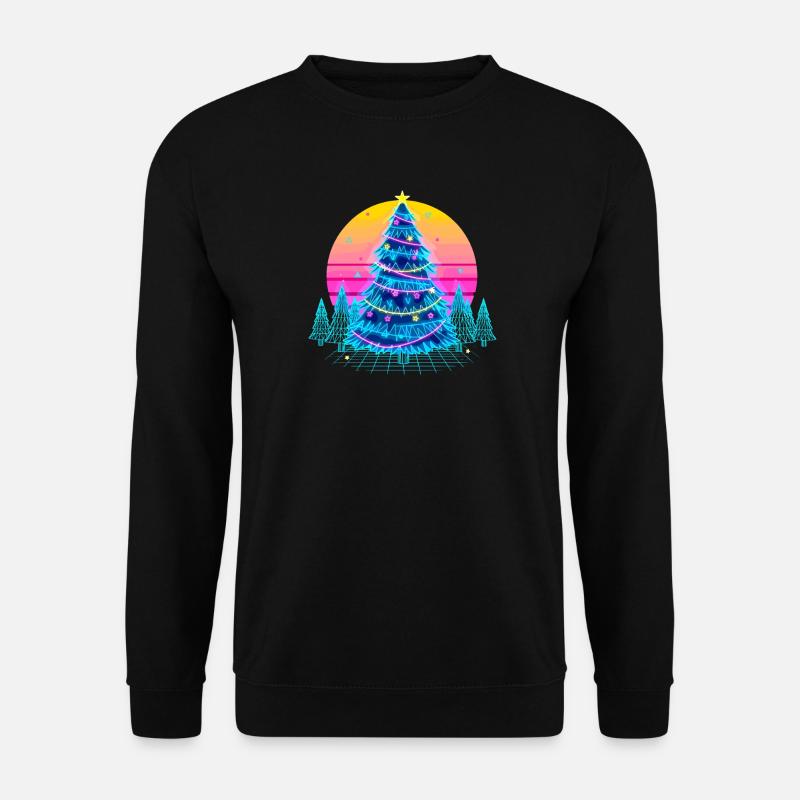 Neon Christmas Tree Sunset - Unisex Sweatshirt - black