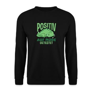 Testé positif pour l’humour de Dino fatigué - Sweat-shirt Unisexe - noir - Devant - Alina (178cm) & Michal (187cm)