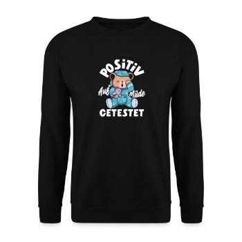 Testé positif pour l’humour d’ours fatigué - Sweat-shirt Unisexe - noir - Devant - Alina (178cm) & Michal (187cm)