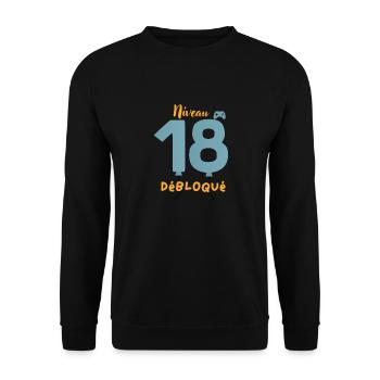 Niveau 18 Débloqué - Sweat-shirt Unisexe - noir - Devant - Alina (178cm) & Michal (187cm)