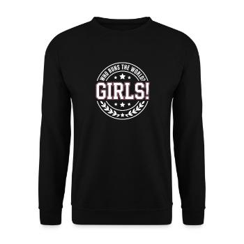 Les femmes : le pouvoir qui dirige le monde, les filles, les filles : la fille - Sweat-shirt Unisexe - noir - Devant - Alina (178cm) & Michal (187cm)