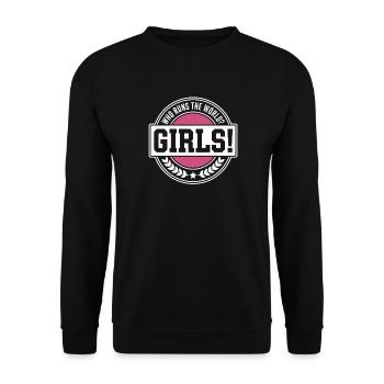 Les femmes : le pouvoir qui dirige le monde, les filles, les filles : la fille - Sweat-shirt Unisexe - noir - Devant - Alina (178cm) & Michal (187cm)
