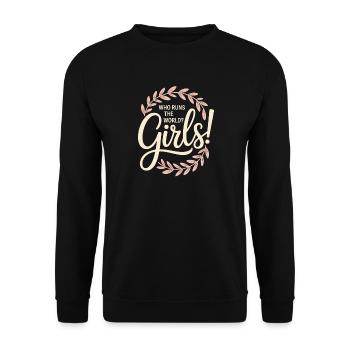 Les femmes : le pouvoir qui dirige le monde, les filles, les filles : la fille - Sweat-shirt Unisexe - noir - Devant - Alina (178cm) & Michal (187cm)