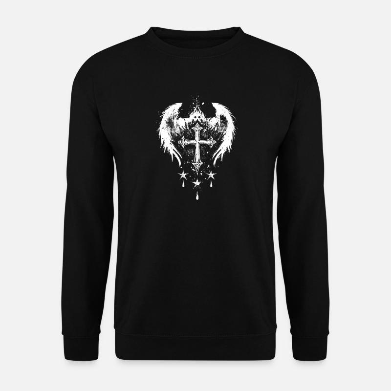 Goth Gothic Emo Kreuz - Unisex Pullover - Schwarz