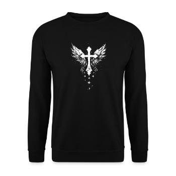 Croix gothique avec ailes d’ange gothique - Sweat-shirt Unisexe - noir - Devant - Alina (178cm) & Michal (187cm)