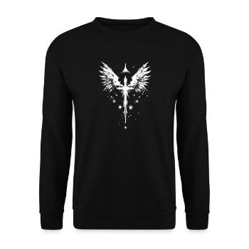 Croix gothique avec ailes d’ange gothique - Sweat-shirt Unisexe - noir - Devant - Alina (178cm) & Michal (187cm)