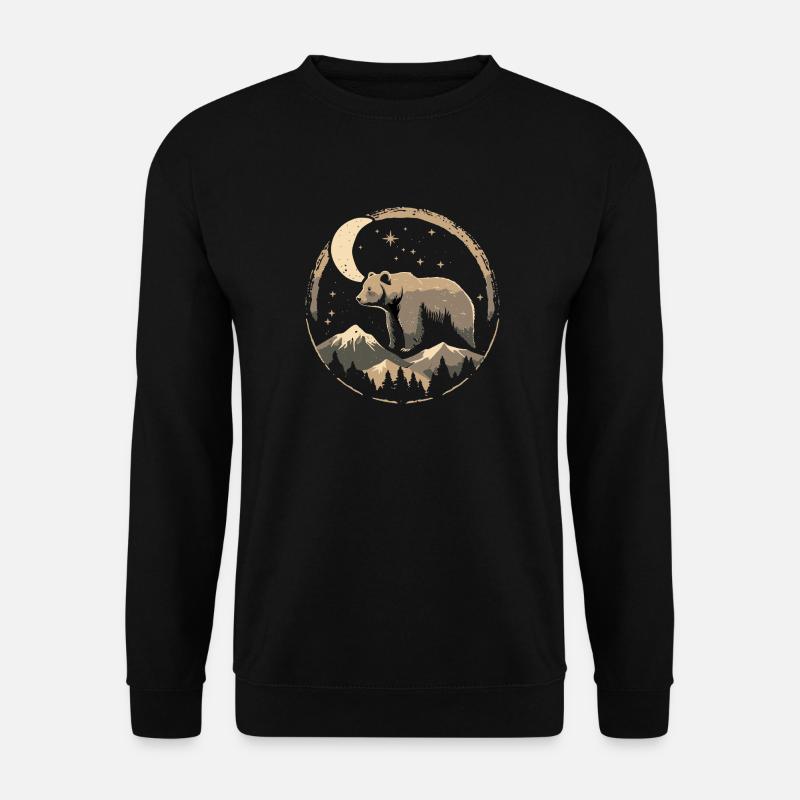 Mondpfad Bär in Berglandschaft - Unisex Pullover - Schwarz