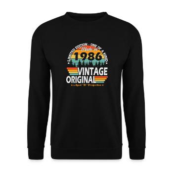 1986 Vintage Retro Birthday Gift - Unisex Sweatshirt - black - Front - Alina (178cm) & Michal (187cm)