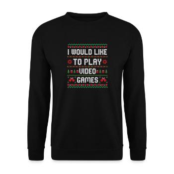 J’aimerais jouer à des jeux vidéo Noël - Sweat-shirt Unisexe - noir - Devant - Alina (178cm) & Michal (187cm)