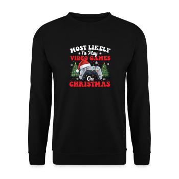 Am ehesten Videospiele an Weihnachten spielen Gamer - Unisex Pullover - Schwarz - Vorne - Alina (178cm) & Michal (187cm)