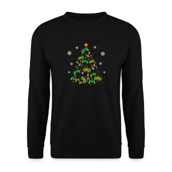 Weihnachtsbaum Controller Gaming Lover Gamer - Unisex Pullover - Schwarz - Vorne - Alina (178cm) & Michal (187cm)