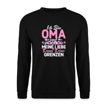 Bin Oma Und Meine Liebe Kennt Zeine Grenzen - Unisex Pullover - Schwarz - Vorne - Alina (178cm) & Michal (187cm)