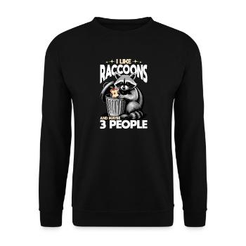 Funny Raccoon - Unisex Pullover - Schwarz - Vorne - Alina (178cm) & Michal (187cm)