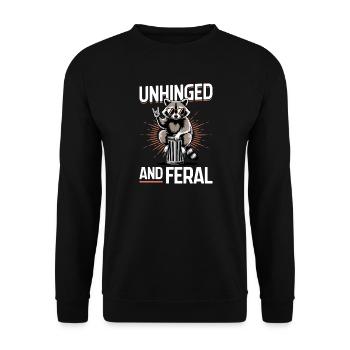 Funny Raccoon - Unisex Pullover - Schwarz - Vorne - Alina (178cm) & Michal (187cm)