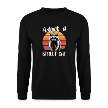Funny Raccoon - Unisex Pullover - Schwarz - Vorne - Alina (178cm) & Michal (187cm)