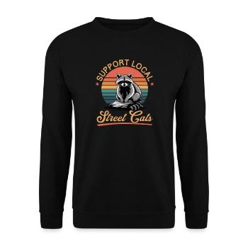 Funny Raccoon - Unisex Pullover - Schwarz - Vorne - Alina (178cm) & Michal (187cm)