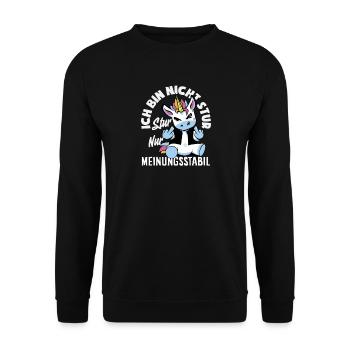 Nicht stur nur Meinungsstabil - Unisex Pullover - Schwarz - Vorne - Alina (178cm) & Michal (187cm)