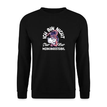 Nicht stur nur Meinungsstabil - Unisex Pullover - Schwarz - Vorne - Alina (178cm) & Michal (187cm)