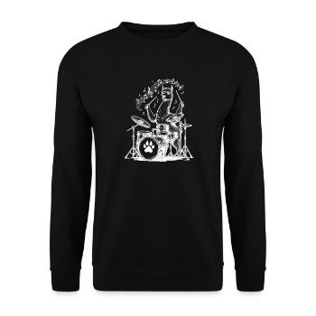 Trommeln Alpaka Cartoon Musik - Unisex Pullover - Schwarz - Vorne - Alina (178cm) & Michal (187cm)