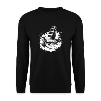 Energischer Segelkunst-Segler - Unisex Pullover - Schwarz - Vorne - Alina (178cm) & Michal (187cm)