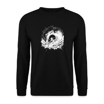 Energischer Surfer Art Surfer - Unisex Pullover - Schwarz - Vorne - Alina (178cm) & Michal (187cm)