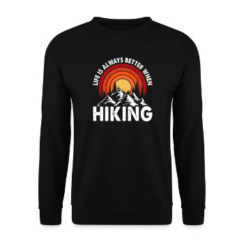 Hiking Hiker Mountaineer Gift - Unisex Sweatshirt - black - Front - Alina (178cm) & Michal (187cm)