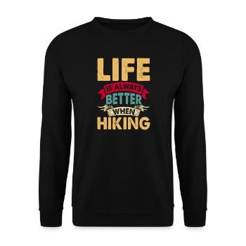 Hiking Hiker Mountaineer Gift - Unisex Sweatshirt - black - Front - Alina (178cm) & Michal (187cm)