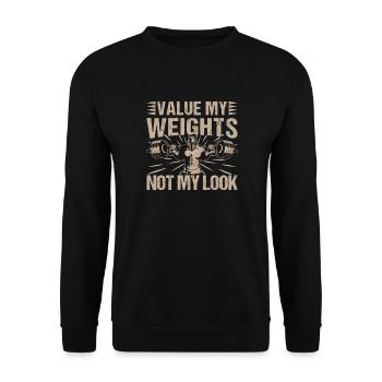 Fitness Motivation Bodybuilder Valeur Poids Pas - Sweat-shirt Unisexe - noir - Devant - Alina (178cm) & Michal (187cm)