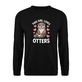 Otter Spruch Mädchen Lustiges Otter Geschenk - Unisex Pullover - Schwarz - Vorne - Alina (178cm) & Michal (187cm)