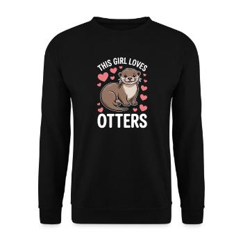 Otter Spruch Mädchen Lustiges Otter Geschenk - Unisex Pullover - Schwarz - Vorne - Alina (178cm) & Michal (187cm)