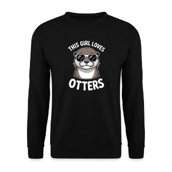Otter Spruch Mädchen Lustiges Otter Geschenk - Unisex Pullover - Schwarz - Vorne - Alina (178cm) & Michal (187cm)