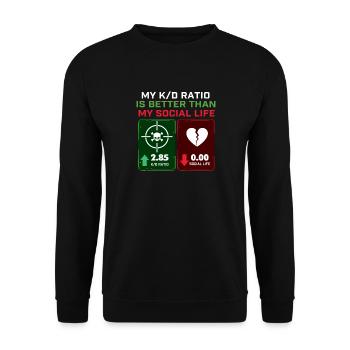 K/D Ratio Better Than My Social Life Gamer Gaming - Unisex Sweatshirt - black - Front - Alina (178cm) & Michal (187cm)