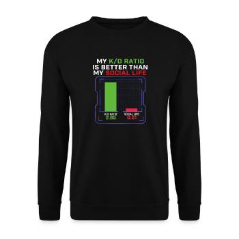 My K/D Ratio Better Than My Social Life Gamer  - Unisex Sweatshirt - black - Front - Alina (178cm) & Michal (187cm)