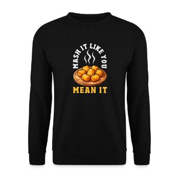 Taters Over Haters Kartoffel - Unisex Pullover - Schwarz - Vorne - Alina (178cm) & Michal (187cm)