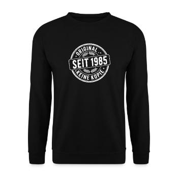 Seit 1985 Original Stempellook - Unisex Pullover - Schwarz - Vorne - Alina (178cm) & Michal (187cm)