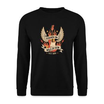 Geboren um Wild zu Sein 1995 - Unisex Pullover - Schwarz - Vorne - Alina (178cm) & Michal (187cm)