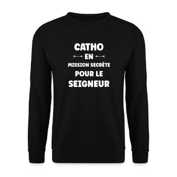 Catholic - Unisex Sweatshirt - black - Front - Alina (178cm) & Michal (187cm)
