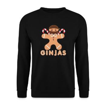 Maskierter Gingerbread mit Zuckerguss - Unisex Pullover - Schwarz - Vorne - Alina (178cm) & Michal (187cm)