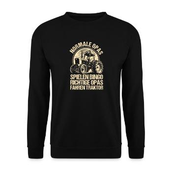 Landwirt Bauernhof Farmer Bauer Opa Großvater Trak - Unisex Pullover - Schwarz - Vorne - Alina (178cm) & Michal (187cm)
