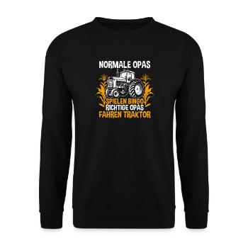 Landwirt Bauernhof Farmer Bauer Opa Großvater Trak - Unisex Pullover - Schwarz - Vorne - Alina (178cm) & Michal (187cm)