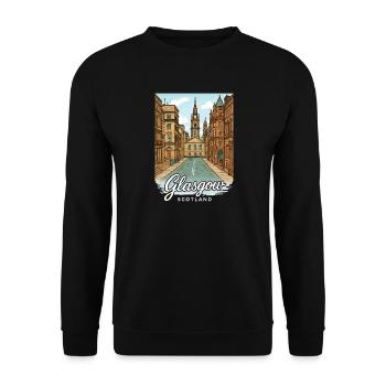 Glasgow Schottland - Unisex Pullover - Schwarz - Vorne - Alina (178cm) & Michal (187cm)
