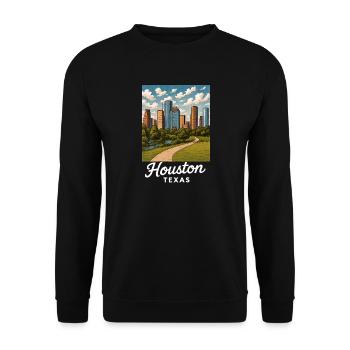 Houston Texas - Unisex Pullover - Schwarz - Vorne - Alina (178cm) & Michal (187cm)