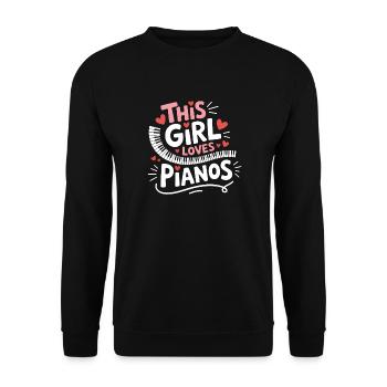 Piano Saying Girl Funny Piano Gift - Unisex Sweatshirt - black - Front - Alina (178cm) & Michal (187cm)